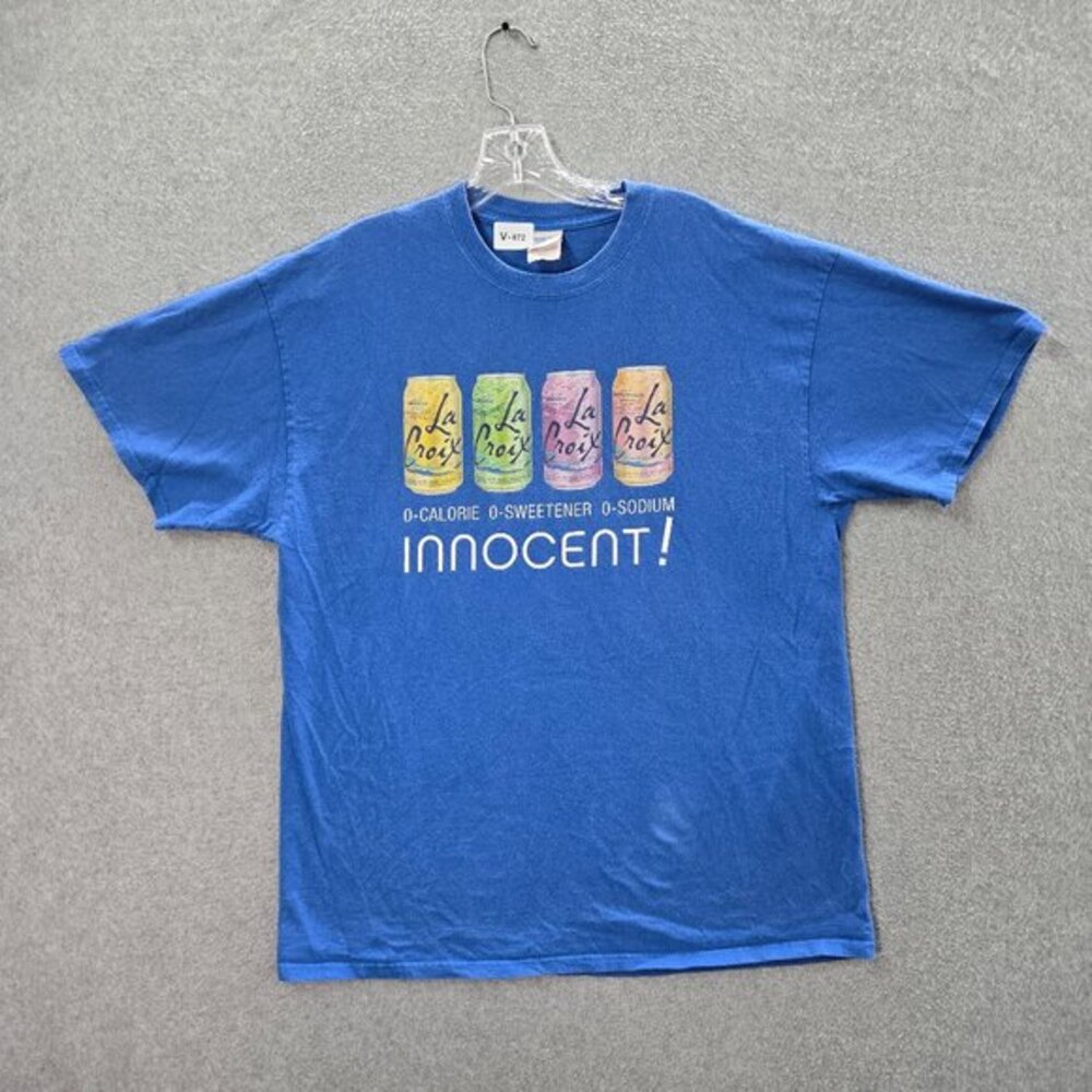 La Croix Men Shirt XL Blue Innocent Sparking Water Short Sleeve Tee